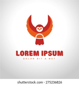 Bird wings abstract vector logo design template. Flying Owl icon. Luxury flat owl emblem. Vector illustration.