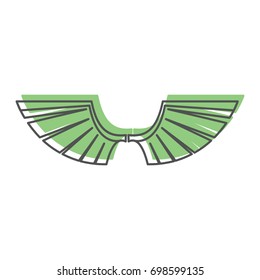 Bird wings doodle icon vector illustration for design and web isolated on white background. Wings vector object for labels, logos and advertising