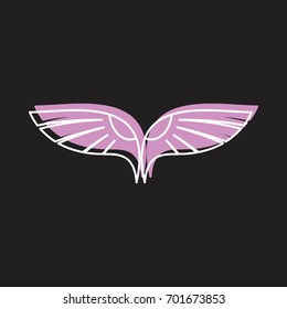 Bird wings doodle icon vector illustration for design and web isolated on black background. Wings vector object for labels, logos and advertising