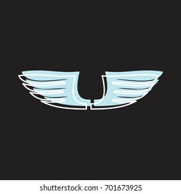 Bird wings doodle icon vector illustration for design and web isolated on black background. Wings vector object for labels, logos and advertising