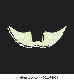 Bird wings doodle icon vector illustration for design and web isolated on black background. Wings vector object for labels, logos and advertising