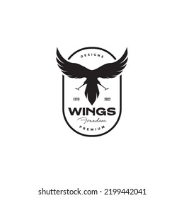 Bird Wings Flap Badge Logo Design