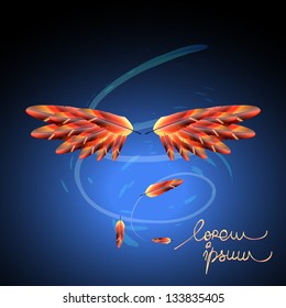 Bird Wings - Hand Drawn - On Blue Background - Vector Illustration, Graphic Design Editable For Your Design