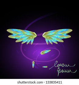 Bird Wings - Hand Drawn - On Purple Background - Vector Illustration, Graphic Design Editable For Your Design