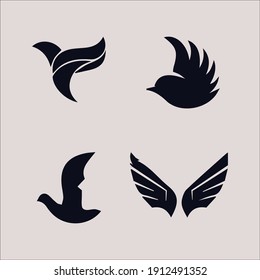 Juego de vectores de iconos de alas de pájaro conjunto de vectores