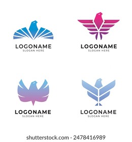 bird wings icon logo set