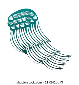 Bird wings isolated in blue lines