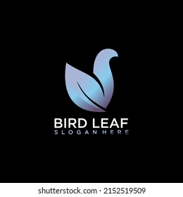 Bird with wings in leaf shape in nature.
