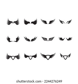 Plantilla vectorial del logotipo de las alas de las aves