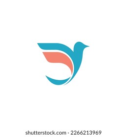 Bird and wings logo vector template. flying bird logo color.