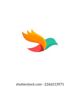 Bird and wings logo vector template. flying bird logo color.