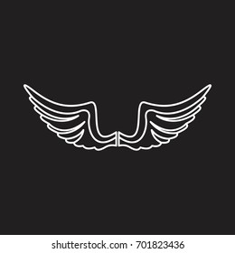 Bird wings outline icon vector illustration for design and web isolated on black background. Wings vector object for labels, logos and advertising