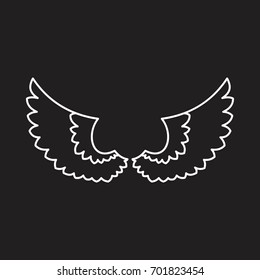 Bird wings outline icon vector illustration for design and web isolated on black background. Wings vector object for labels, logos and advertising