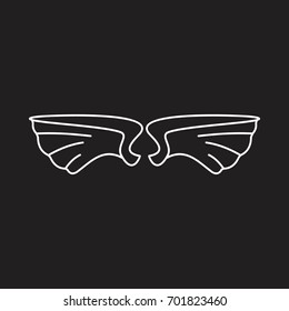 Bird wings outline icon vector illustration for design and web isolated on black background. Wings vector object for labels, logos and advertising