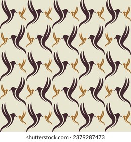 Bird with wings seamless pattern repeating colorful elements trendy vector illustration background