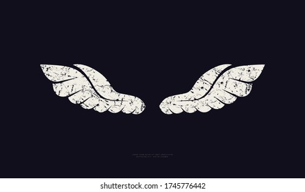 Bird wings silhouette. Design with vintage texture