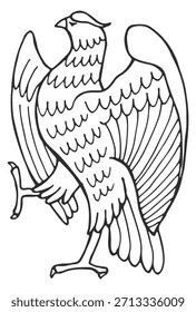 A bird with its wings spread out and its head turned to the side