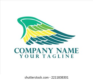 bird wings with unique color logo vector