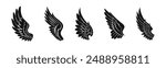 Bird wings vector silhouette set. Wing flat illustration.