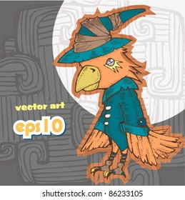 bird wizard. Vector Illustration
