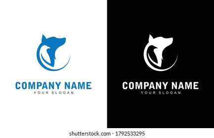Bird and wolf Logo Concept Premium Vector. Logo Templates