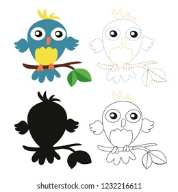 bird worksheet vector design for kid