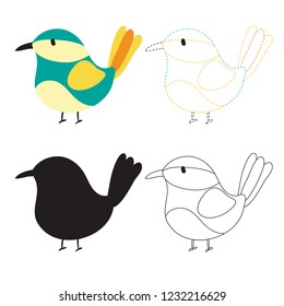 bird worksheet vector design for kid