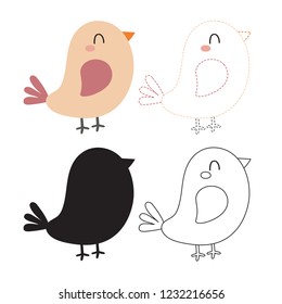 bird worksheet vector design for kid
