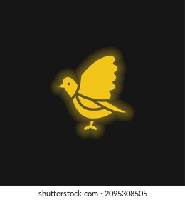 Bird yellow glowing neon icon