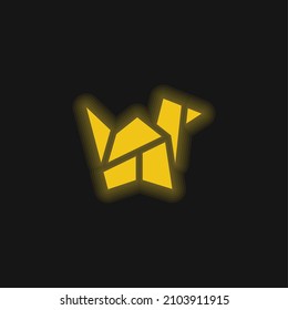 Bird yellow glowing neon icon