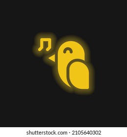 Bird yellow glowing neon icon
