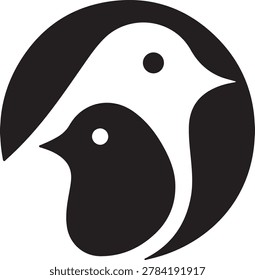 Bird Yin Yang Logo Negative Space Avian Vector Illustration for Modern Branding