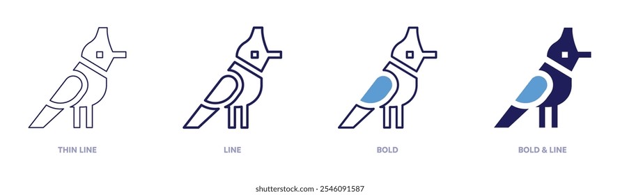 Ícone de zonas de pássaro em 4 estilos diferentes. Linha fina, Linha, Negrito e Linha Negrito. Estilo duotônico. Traçado editável.