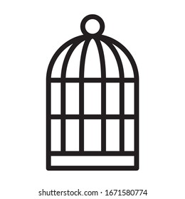 Birdcage or bird cage line art vector icon for pet apps and websites