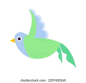 Birdcage with bird flat illustration