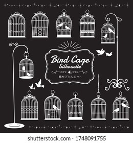 Birdcage and bird silhouette collection