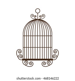 birdcage cage silhouette vintage icon. Isolated and flat illustration, vector