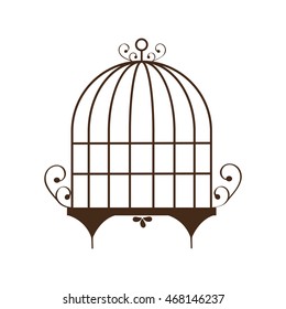 birdcage cage silhouette vintage icon. Isolated and flat illustration, vector