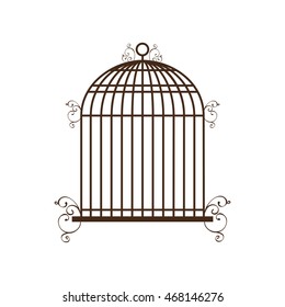 birdcage cage silhouette vintage icon. Isolated and flat illustration, vector
