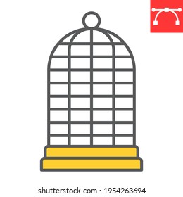 Birdcage color line icon, pet shop and freedom, cage vector icon, vector graphics, editable stroke filled outline sign, eps 10