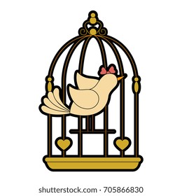 birdcage with cute dove icon