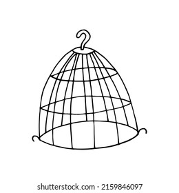 Birdcage. Hand Drawn Vector Illustration In Doodle Style. 