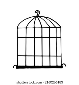 Birdcage. Hand Drawn Vector Illustration In Doodle Style. 