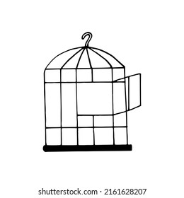 Birdcage. Hand Drawn Vector Illustration In Doodle Style. 