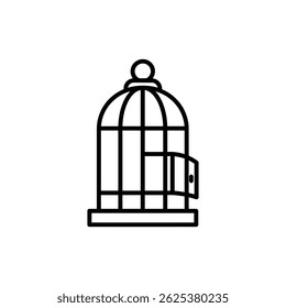 Birdcage Hanging with Door Slightly Open for Pet Bird