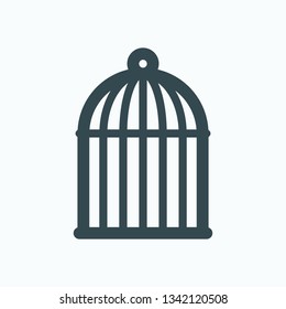Birdcage outline icon, empty bird cage linear vector icon
