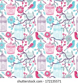 Birdcages seamless pattern