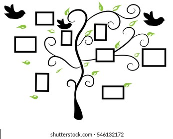 bird,frame,tree, isolate on white background design for web and background.