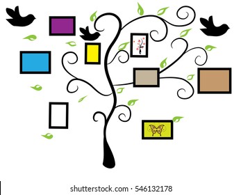 bird,frame,tree, isolate on white background design for web and background.