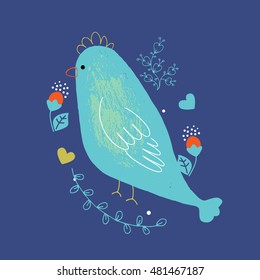 bird/hand drawn vector illustration/can be used for kid's or baby's shirt design/ fashion print design/ fashion graphic/ t-shirt/ kids wear